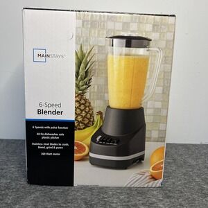 Mainstays 6-Speed Blender with Pulse Black 48oz pitcher 360W motor New Open Box